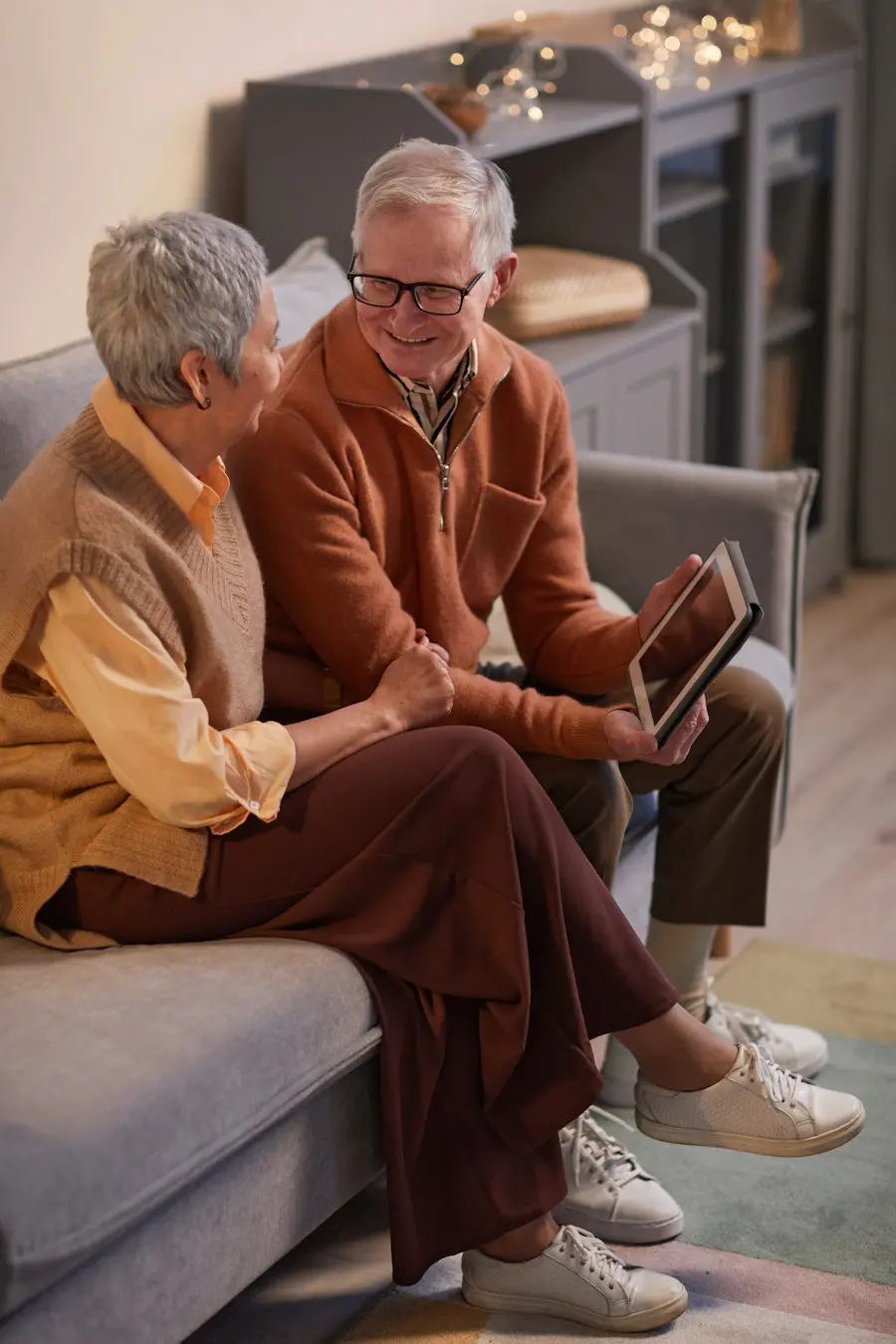 Older couple on sofa