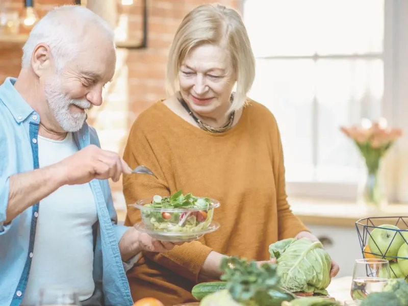 Couple with salad